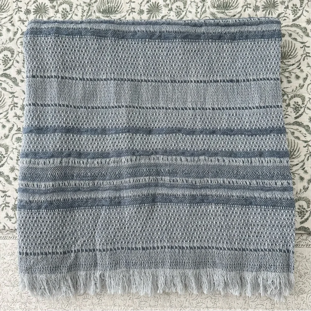 Hearth & Hand Magnolia Vintage Blue Textured Stripe Dobby Throw Blanket